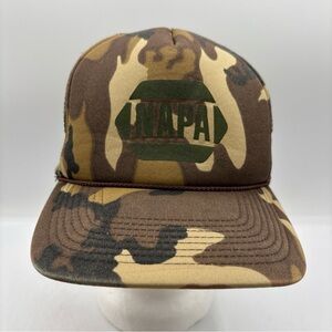 Vintage NAPA Camo Trucker Hat San Sun High Profile Meshback SnapBack Hat OSFM